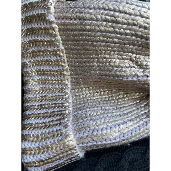 Place Girls Rose Gold Beanie Size Large 8+ Faux Fur Pompom - Picture 2 of 4